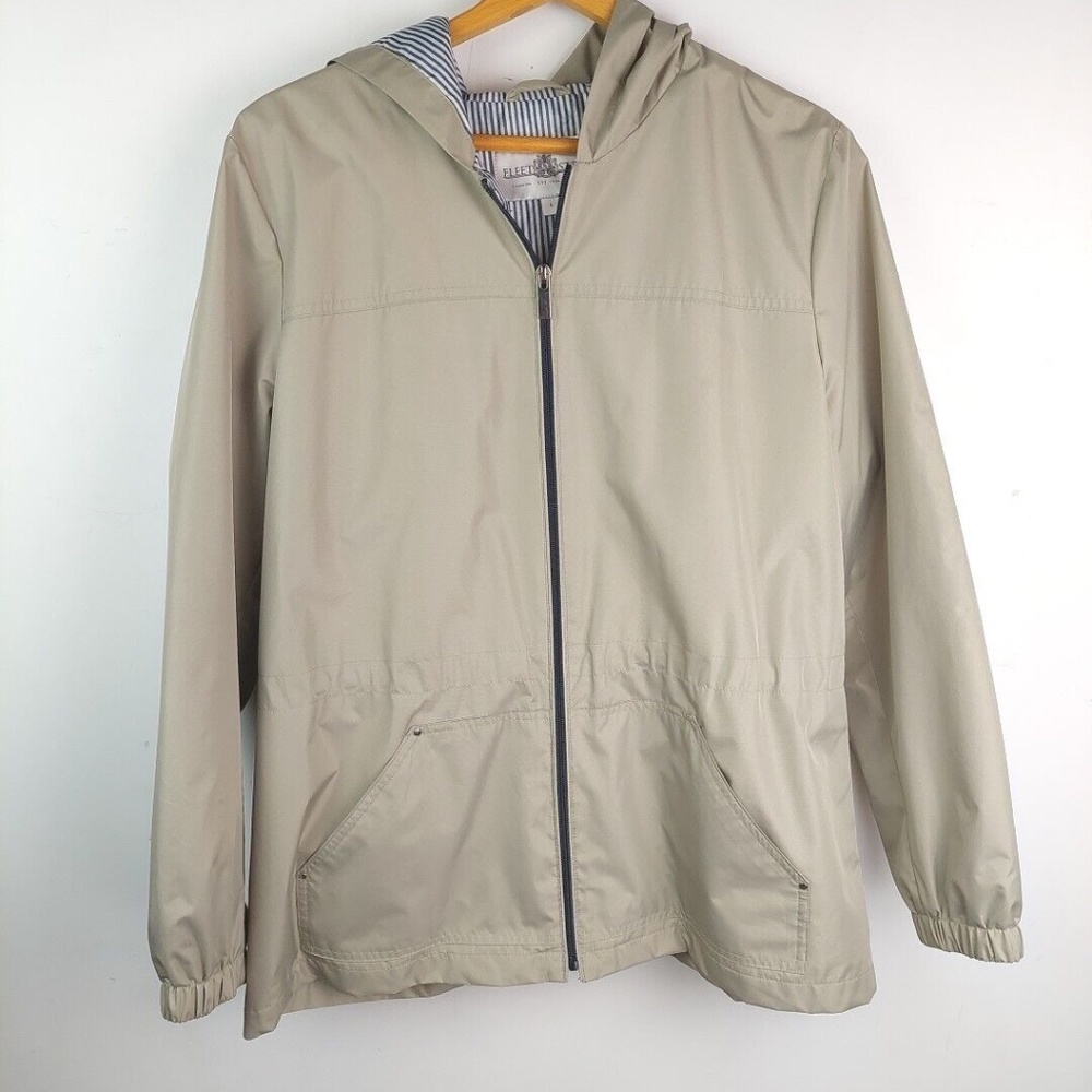 Fleet Street Women's Woven Full Zip Rain Jacket Large Tan